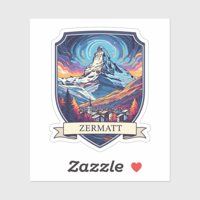 Zermatt Schweiz Matterhorn Aufkleber (Blatt)
