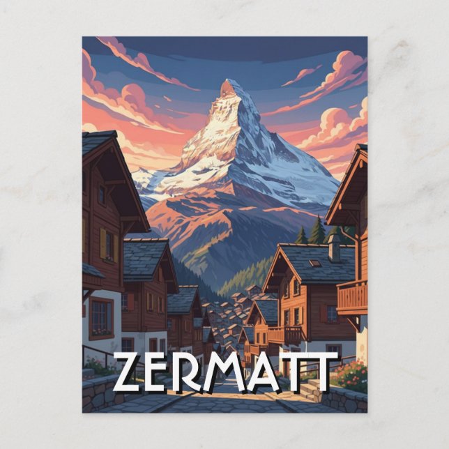 Zermatt Schweiz Matterhorn Postkarte (Vorderseite)