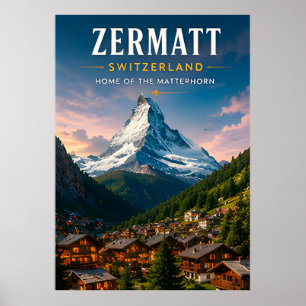 🏔️ Zermatt Schweiz Matterhorn Reise Dekor ❄️ Poster