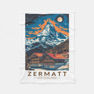 Zermatt Schweiz Matterhorn Reise Kunst Vintage Fleecedecke