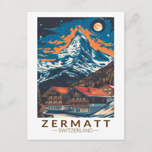 Zermatt Schweiz Matterhorn Reise Kunst Vintage Postkarte