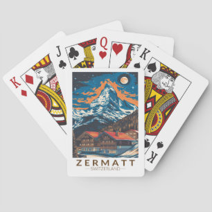 Zermatt Schweiz Matterhorn Reise Kunst Vintage Spielkarten