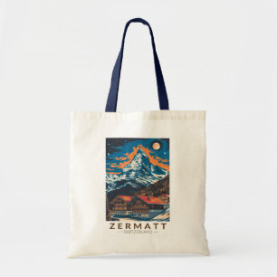 Zermatt Schweiz Matterhorn Reise Kunst Vintage Tragetasche