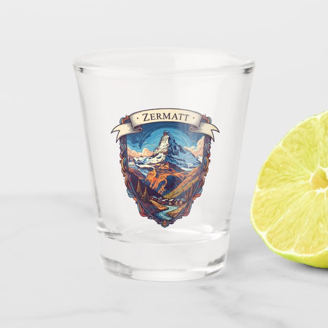 Zermatt Schweiz Matterhorn Schnapsglas (Vorderseite)