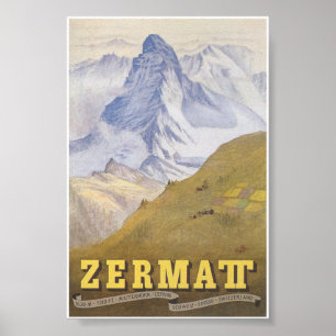 Zermatt Schweiz Matterhorn Vintage Travel Poster