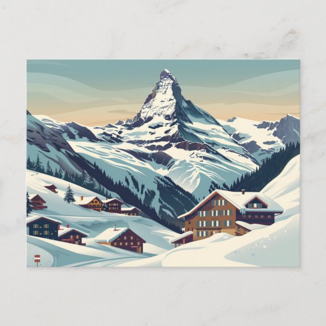 Zermatt, Schweiz Matterhorn Vintage Travel Postkarte (Vorderseite)