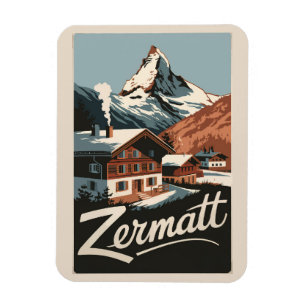 Zermatt Schweiz Reise Kunst Vintage Magnet