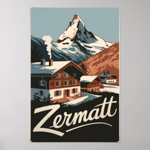 Zermatt Schweiz Reise Kunst Vintage Poster