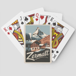 Zermatt Schweiz Reise Kunst Vintage Spielkarten