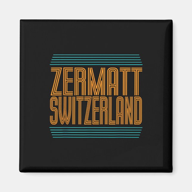 Zermatt Schweiz Retro-Alpinski Schweizer Alpen Magnet (Vorne)