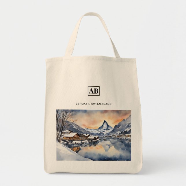 Zermatt, Schweiz Schneeszene Tote Bag Tragetasche (Vorne)