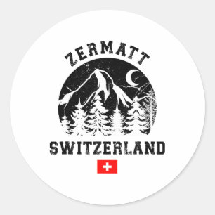 Zermatt Schweiz Skigebiet Alpen Alpin-Ski Runder Aufkleber