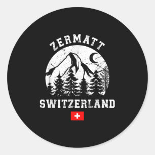 Zermatt Schweiz Skigebiet Alpen Alpinski Runder Aufkleber