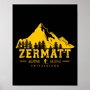 Zermatt Schweiz Skigebiet Alpinski Schweizer Poster
