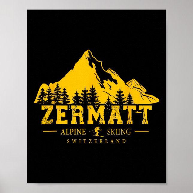 Zermatt Schweiz Skigebiet Alpinski Schweizer Poster (Vorne)