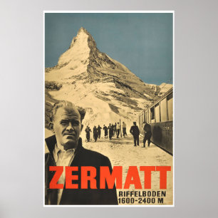 Zermatt, Schweiz, Skiplakat Poster