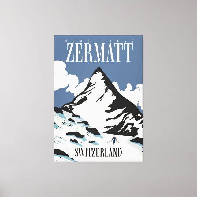 Zermatt Schweiz Skiprint Leinwanddruck (Vorderseite)
