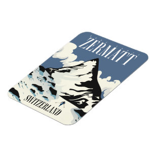 Zermatt Schweiz Skiprint Magnet