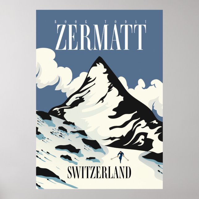 Zermatt Schweiz Skiprint Poster (Vorne)
