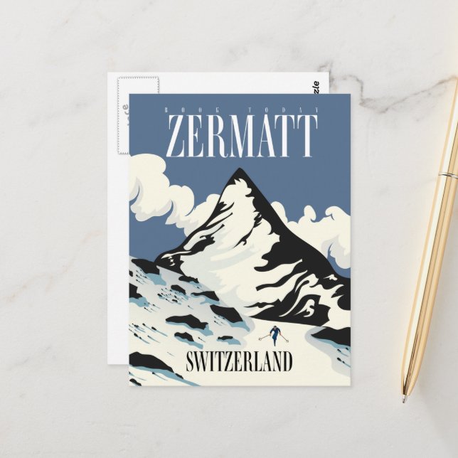 Zermatt Schweiz Skiprint Postkarte (Vorderseite/Rückseite Beispiel)