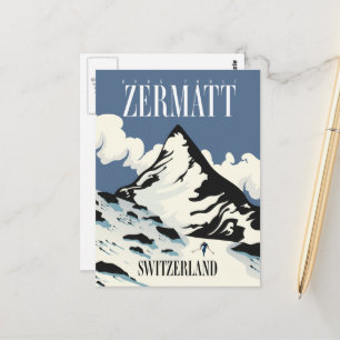 Zermatt Schweiz Skiprint Postkarte