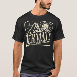 Zermatt Schweiz Vintage Berge Matte T-Shirt