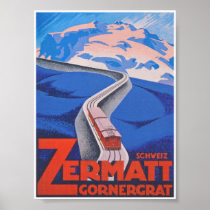 Zermatt Schweiz Vintage Reisen Poster