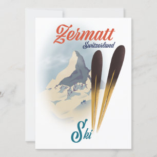 Zermatt Schweiz Vintage-Skiplakat