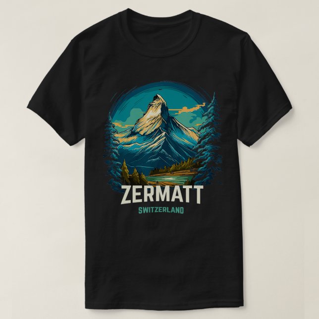 Zermatt Schweiz Vintage Skireise Matterhorn T-Shirt (Design vorne)