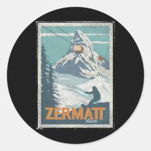 Zermatt Schweiz Winter Skifahren Snowboarden Ski Runder Aufkleber