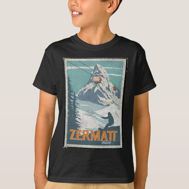 Zermatt Schweiz Winterskifahren Snowboarden Ski T-Shirt (Vorderseite)