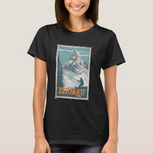 Zermatt Schweiz Winterskifahren Snowboarden Ski T-Shirt