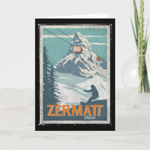 Zermatt Schweiz Winterskilauf Snowboarden Ski Karte