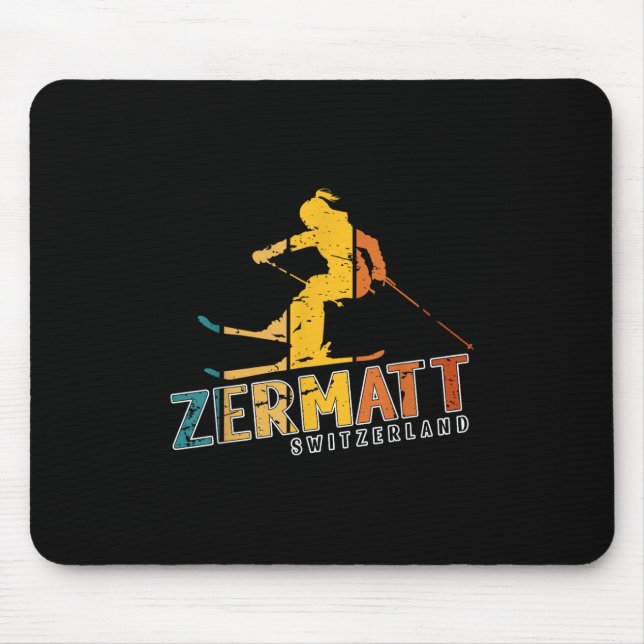 Zermatt Schweizer Alpen Skipass Lugano Mousepad (Vorne)