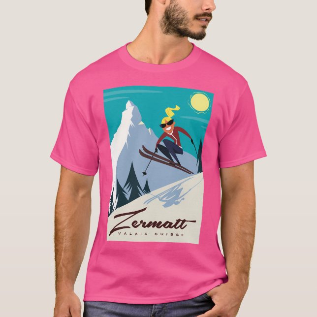Zermatt Ski Poster T-Shirt (Vorderseite)