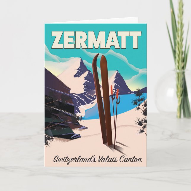 Zermatt Ski Urlaubsplaner Feiertagskarte (Vorderseite)