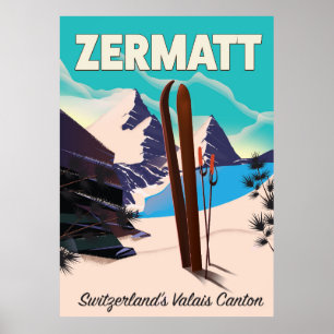 Zermatt Skiferienposter Poster
