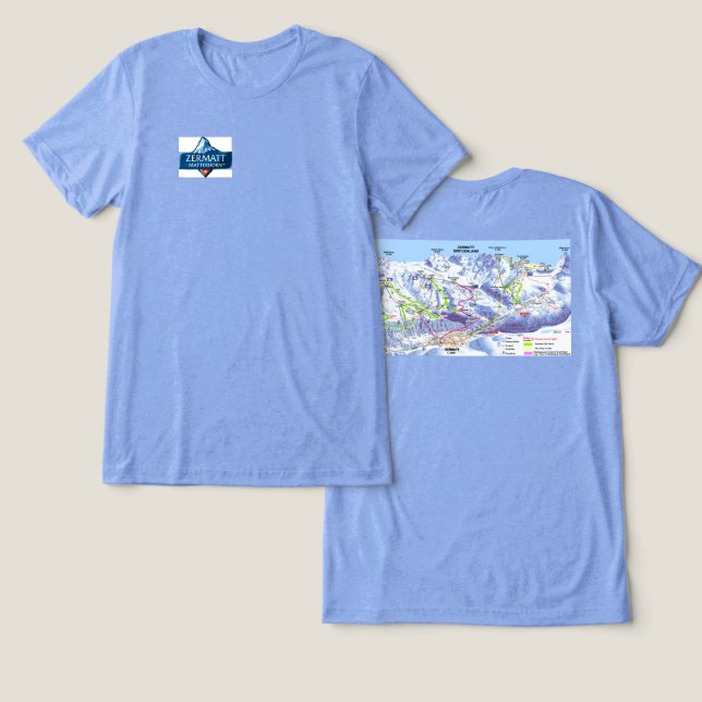 Zermatt Skishirt Tri-Blend Shirt (Design Vorderseite & Rückseite)