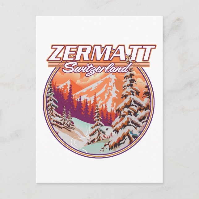 Zermatt Switzerland Logo Postkarte (Vorderseite)