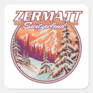 Zermatt Switzerland Logo Quadratischer Aufkleber