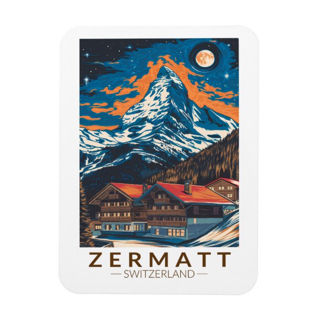 Zermatt Switzerland Matterhorn Reisen Vintag Magnet (Vertikal)