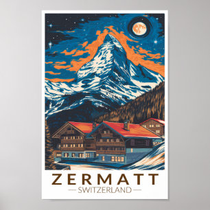 Zermatt Switzerland Matterhorn Reisen Vintag Poster