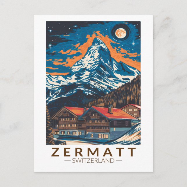 Zermatt Switzerland Matterhorn Reisen Vintag Postkarte (Vorderseite)