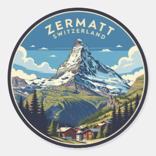 Zermatt Switzerland Matterhorn Runder Aufkleber