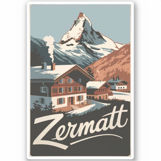 Zermatt Switzerland Reisen Vintag Aufkleber (Vorderseite)