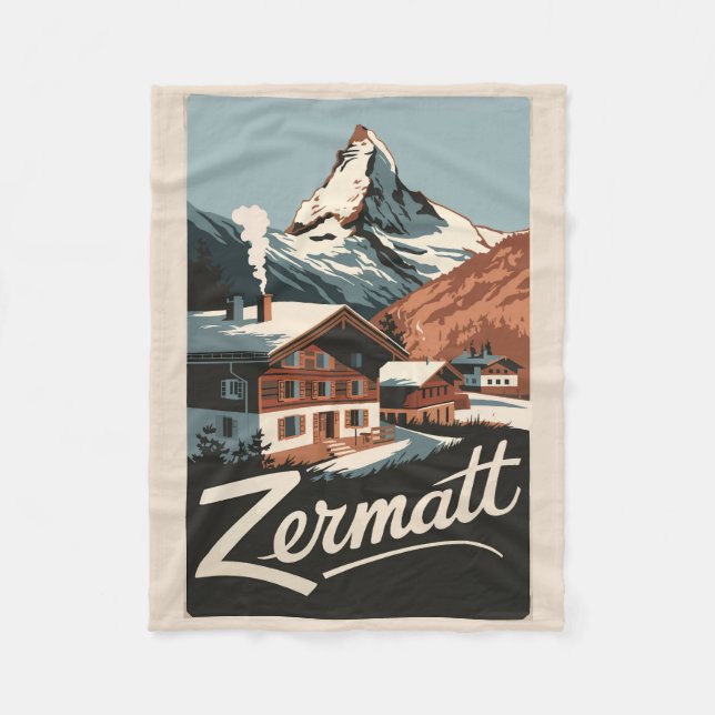 Zermatt Switzerland Reisen Vintag Fleecedecke (Vorderseite)