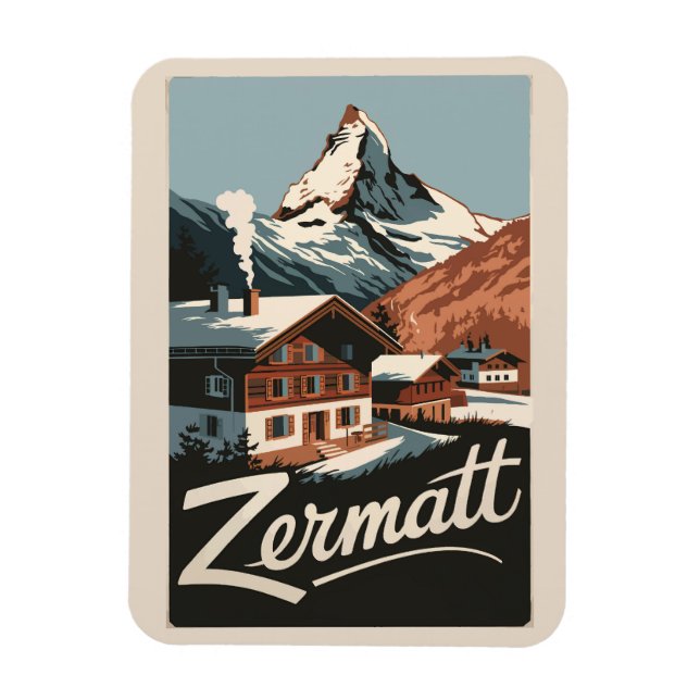 Zermatt Switzerland Reisen Vintag Magnet (Vertikal)