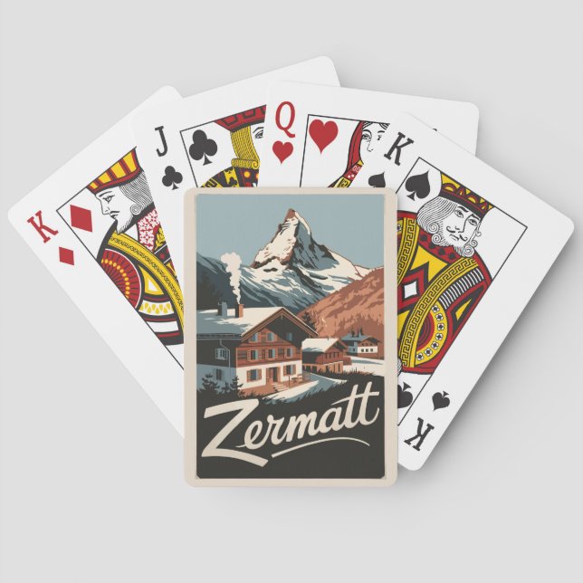 Zermatt Switzerland Reisen Vintag Spielkarten (Rückseite)