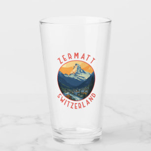 Zermatt Switzerland Retro Distressed Circle Glas