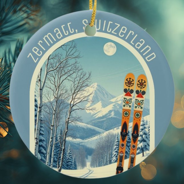 Zermatt Switzerland ski souvenir  Keramik Ornament (Von Creator hochgeladen)